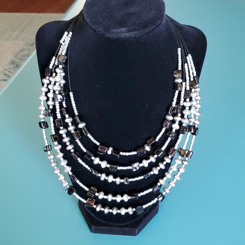 Sonoma Black & Silver Multi Strand Necklace